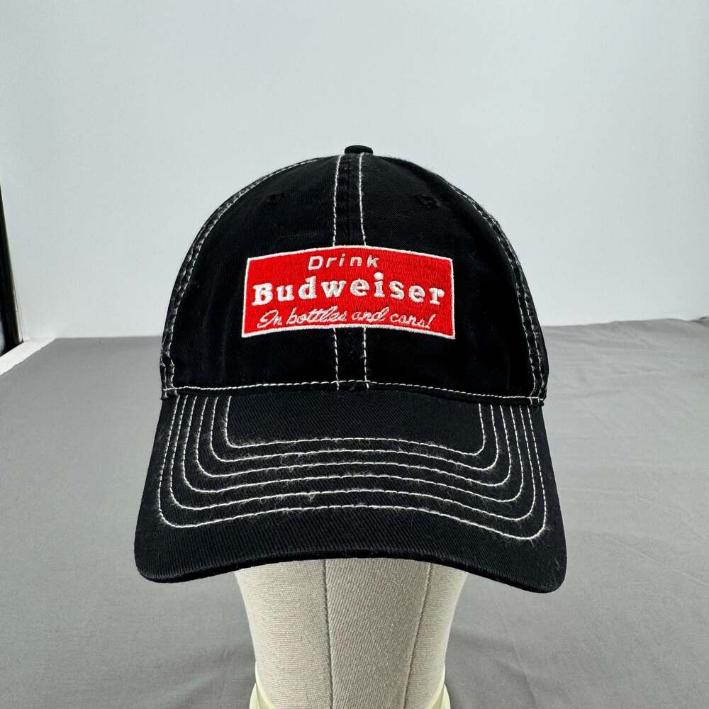 Budweiser Vintage Drink Budweiser In Bottles And Cans Black Baseball Hat Cap